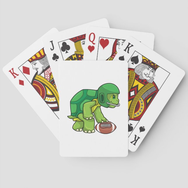 Turtle at Sports with Football & Helmet Playing Cards (Back)