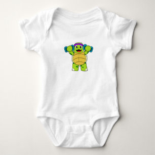 Turtle at Strength training & Dumbbells Baby Bodysuit