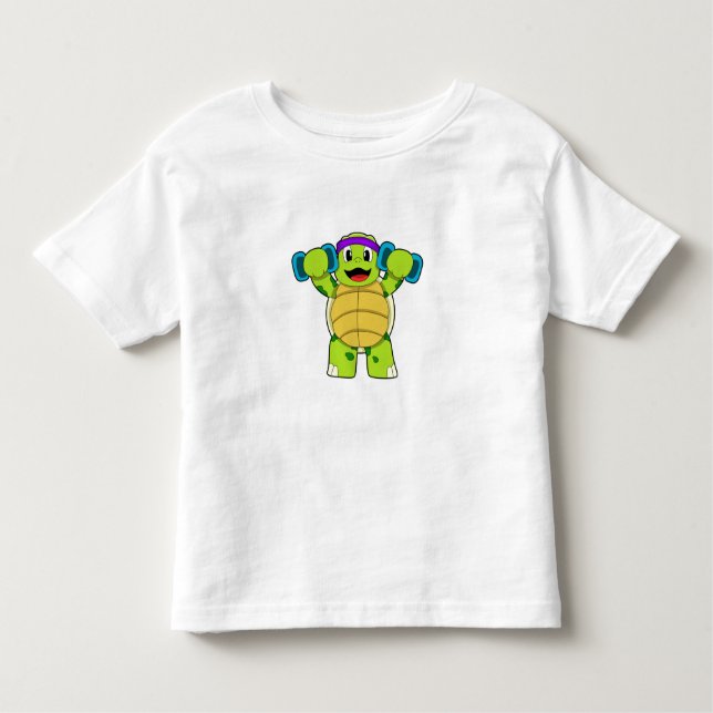 Turtle at Strength training & Dumbbells Toddler T-Shirt (Front)