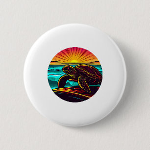 Turtle at Sunset, Inspiring Nature Design 6 Cm Round Badge