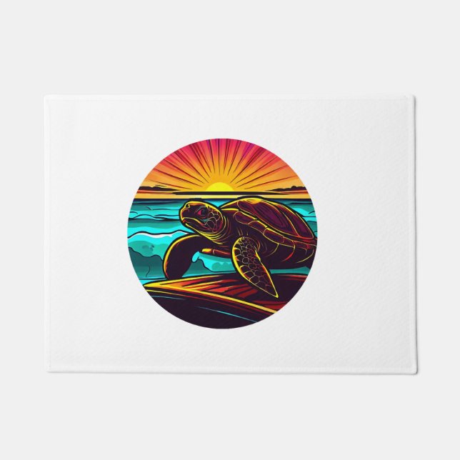 Turtle at Sunset, Inspiring Nature Design Doormat (Front)