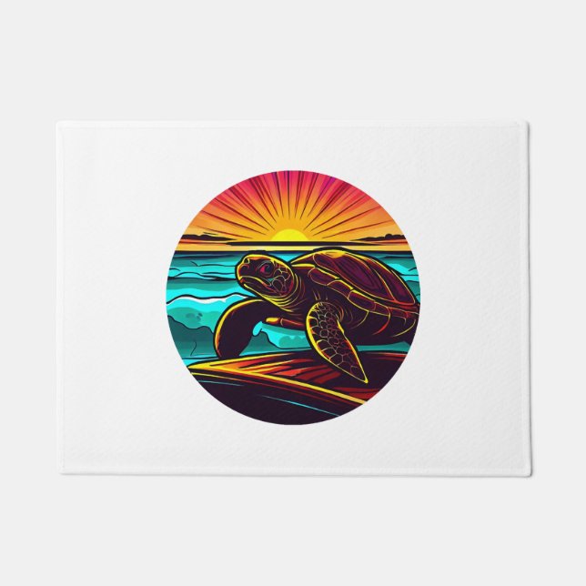 Turtle at Sunset, Inspiring Nature Design Doormat (Front)