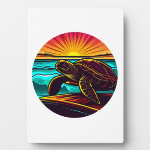 Turtle at Sunset, Inspiring Nature Design Plaque