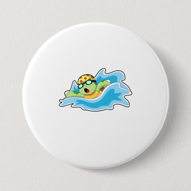 Turtle at Swimming in Water 7.5 Cm Round Badge (Front)