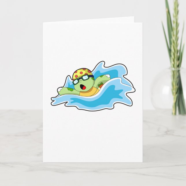 Turtle at Swimming in Water Card (Front)