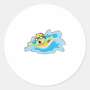 Turtle at Swimming in Water Classic Round Sticker