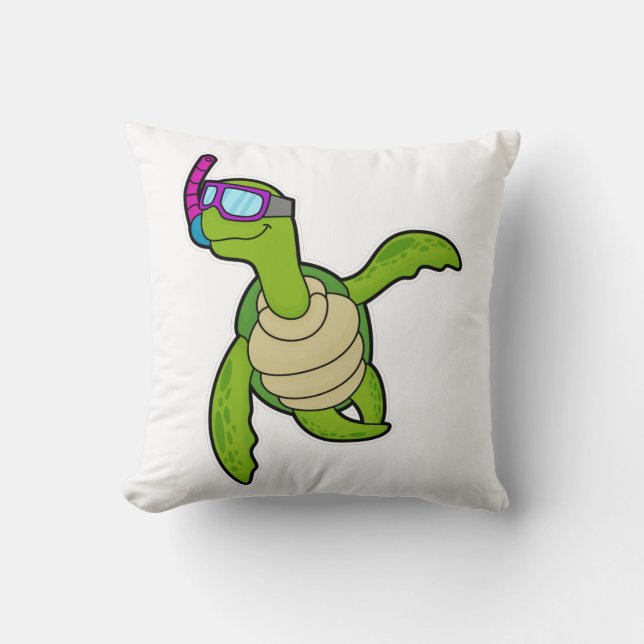 Turtle at Swimming with Snorkel Cushion (Front)