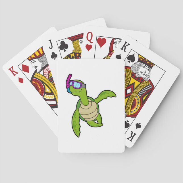 Turtle at Swimming with Snorkel Playing Cards (Back)
