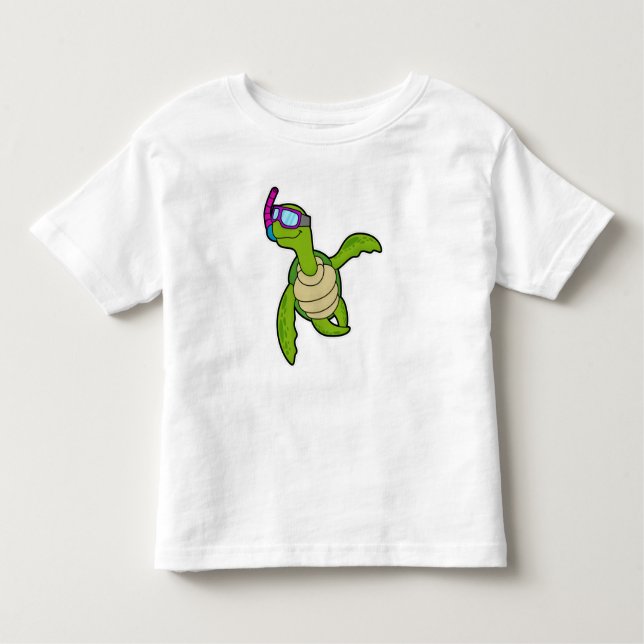 Turtle at Swimming with Snorkel Toddler T-Shirt (Front)