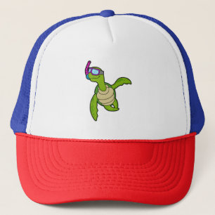 Turtle at Swimming with Snorkel Trucker Hat
