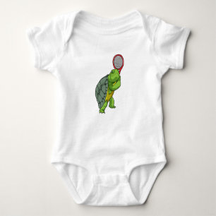 Turtle at Tennis with Tennis racket Baby Bodysuit