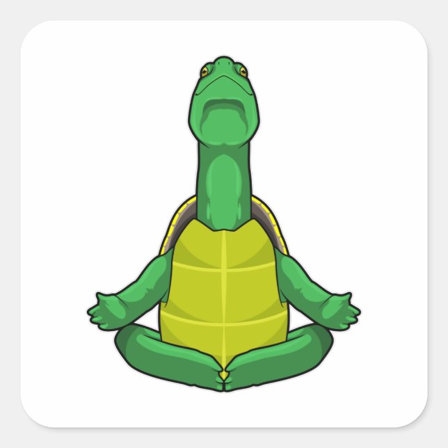 Turtle at Yoga Meditation Square Sticker (Front)