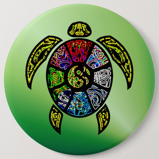 Turtle Ba-Gua 6 Cm Round Badge (Front)