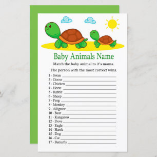 Turtle Baby Animals Name Game