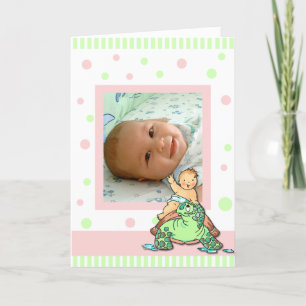Turtle Baby Girl Birth Announcement Card