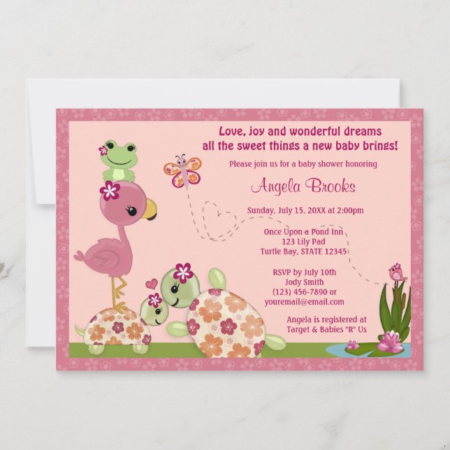TURTLE Baby Shower Invitation Once Upon a Pond OUP (Front)