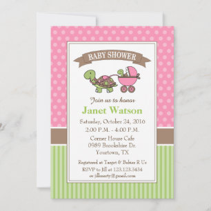 Turtle Baby Shower Invitation pink