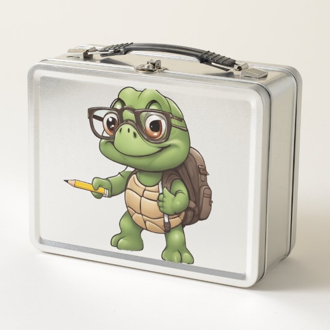 Turtle back to school metal lunch box (Front)