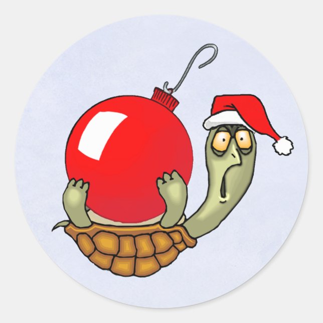Turtle Ball Christmas Classic Round Sticker (Front)