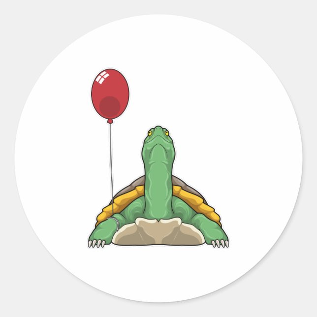 Turtle Balloon Classic Round Sticker (Front)