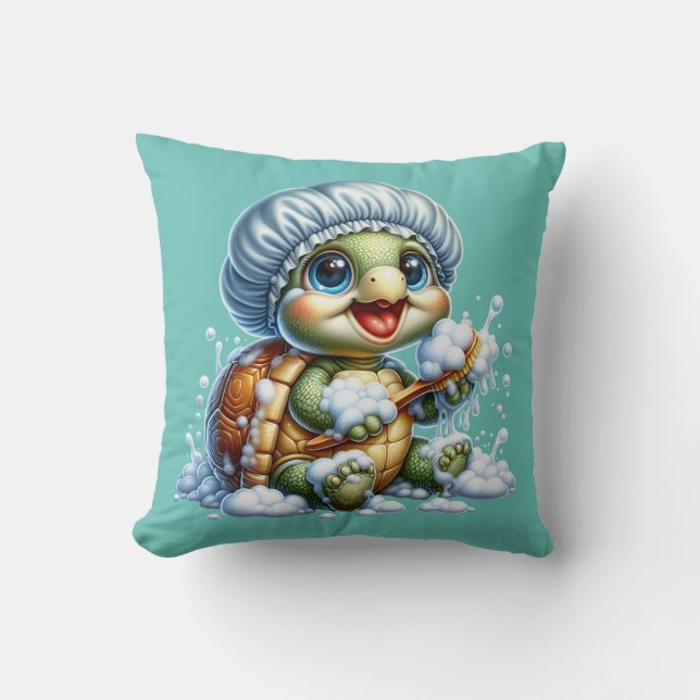 "Turtle Bath Time Fun" Cushion (Front)