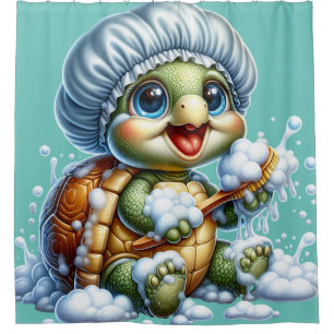 "Turtle Bath Time Fun" Shower Curtain