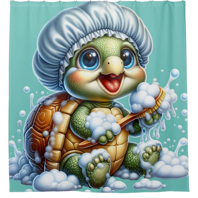 "Turtle Bath Time Fun" Shower Curtain (Front)
