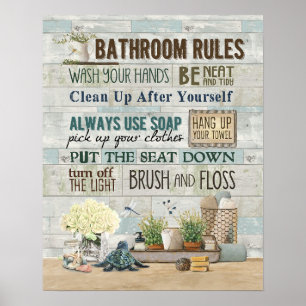 Turtle Bathroom Rules Inspirational & Motivational Poster
