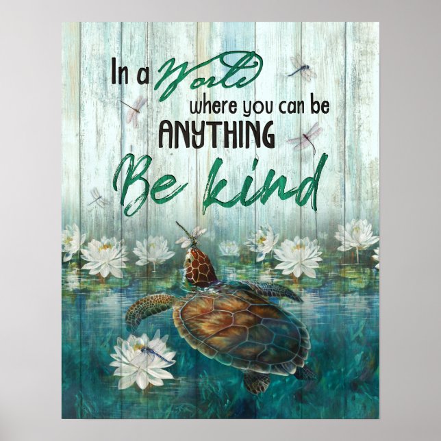 Turtle Be Kind Inspirational & Motivational Poster (Front)