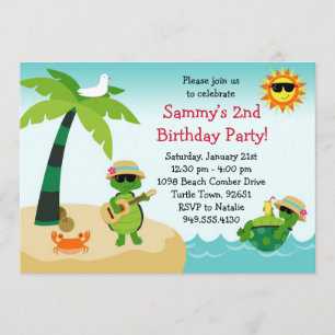 Turtle Beach Birthday Party Invitation