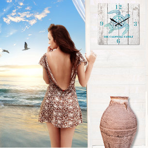 Turtle Beach House Wood Look Wall Clock