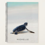 Turtle Beach Journey Personalised Name | Nature Planner<br><div class="desc">This design features a baby turtle making it's way to the ocean after being born. Personalise by editing the text in the text box or delete text for no name. #turtle #sealife #ocean #seaturtle #leatherback #beach #sealife #personalised #name #planners #organizers #home #office #work #school #stationery</div>