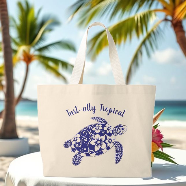 Turtle Beach Tote-Blue Large Tote Bag (Turtle Beach Tote-Blue Large Tote Bag )