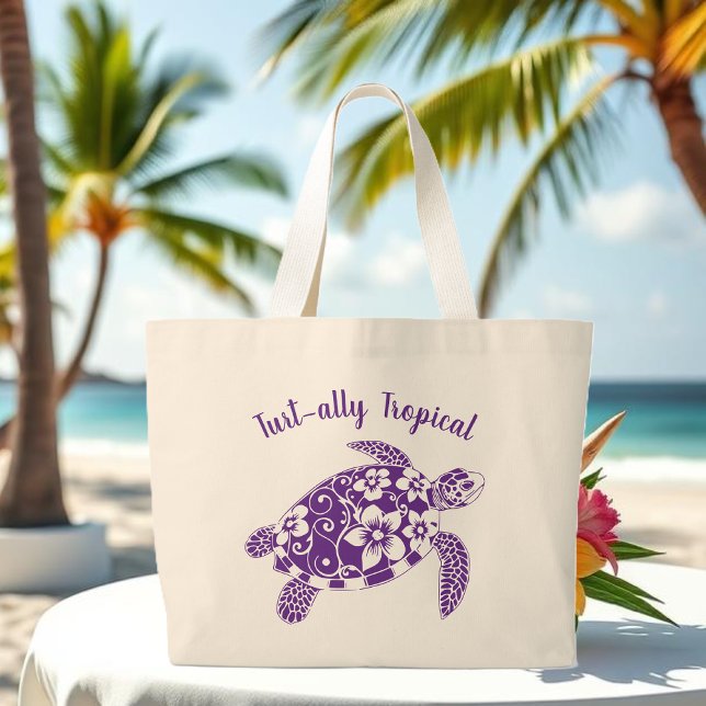 Turtle Beach Tote-Purple Large Tote Bag (Turtle Beach Tote-Purple Large Tote Bag )
