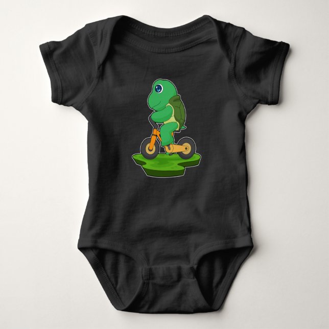 Turtle Bicycle Baby Bodysuit (Front)