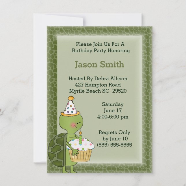 Turtle  Birthday Invitation (Front)