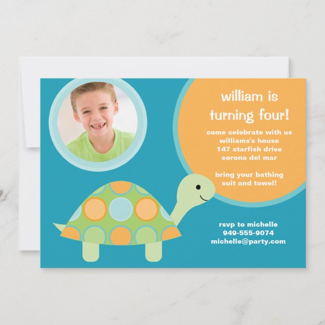 Turtle Birthday Party Invitation (Front)