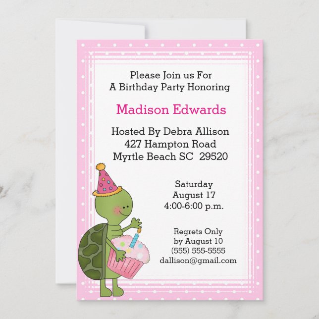 Turtle Birthday Party Invitation (Front)