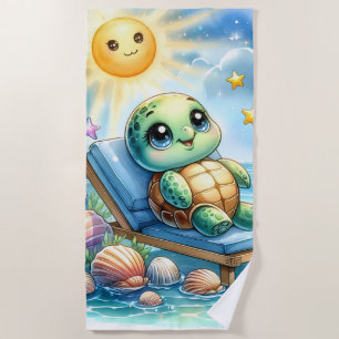 Turtle Bliss: Beachside Serenity Beach Towel