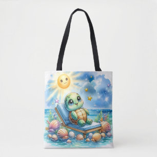 Turtle Bliss: Beachside Serenity Tote Bag