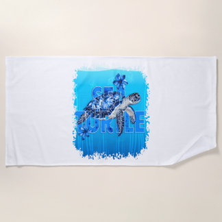 Turtle Blue Sea Square Beach Towel