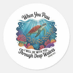 Turtle Blue Sea Square Classic Round Sticker