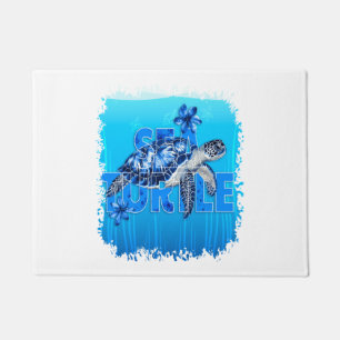 Turtle Blue Sea Square Doormat