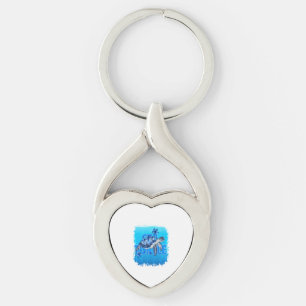 Turtle Blue Sea Square Key Ring