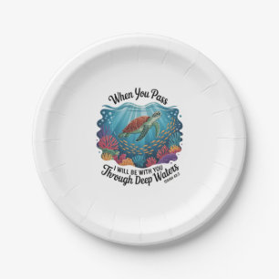 Turtle Blue Sea Square Paper Plate