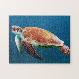 Turtle Blue Water Sea Photo Jigsaw Puzzle