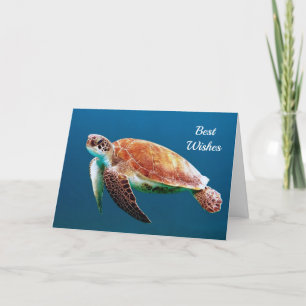 Turtle Blue Water Sea Photo Wedding Card