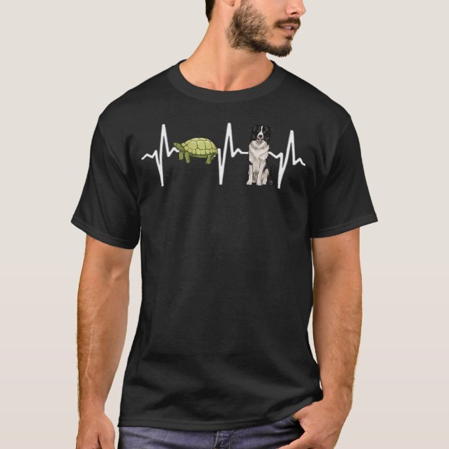 Turtle Border Collie Heartbeat Dog T-Shirt (Front)
