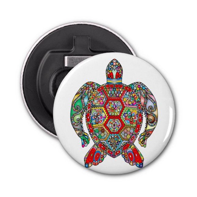 Turtle Button Bottle Opener with magnet (Front)