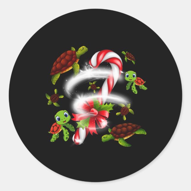 Turtle Candy Sweet Christmas Classic Round Sticker (Front)